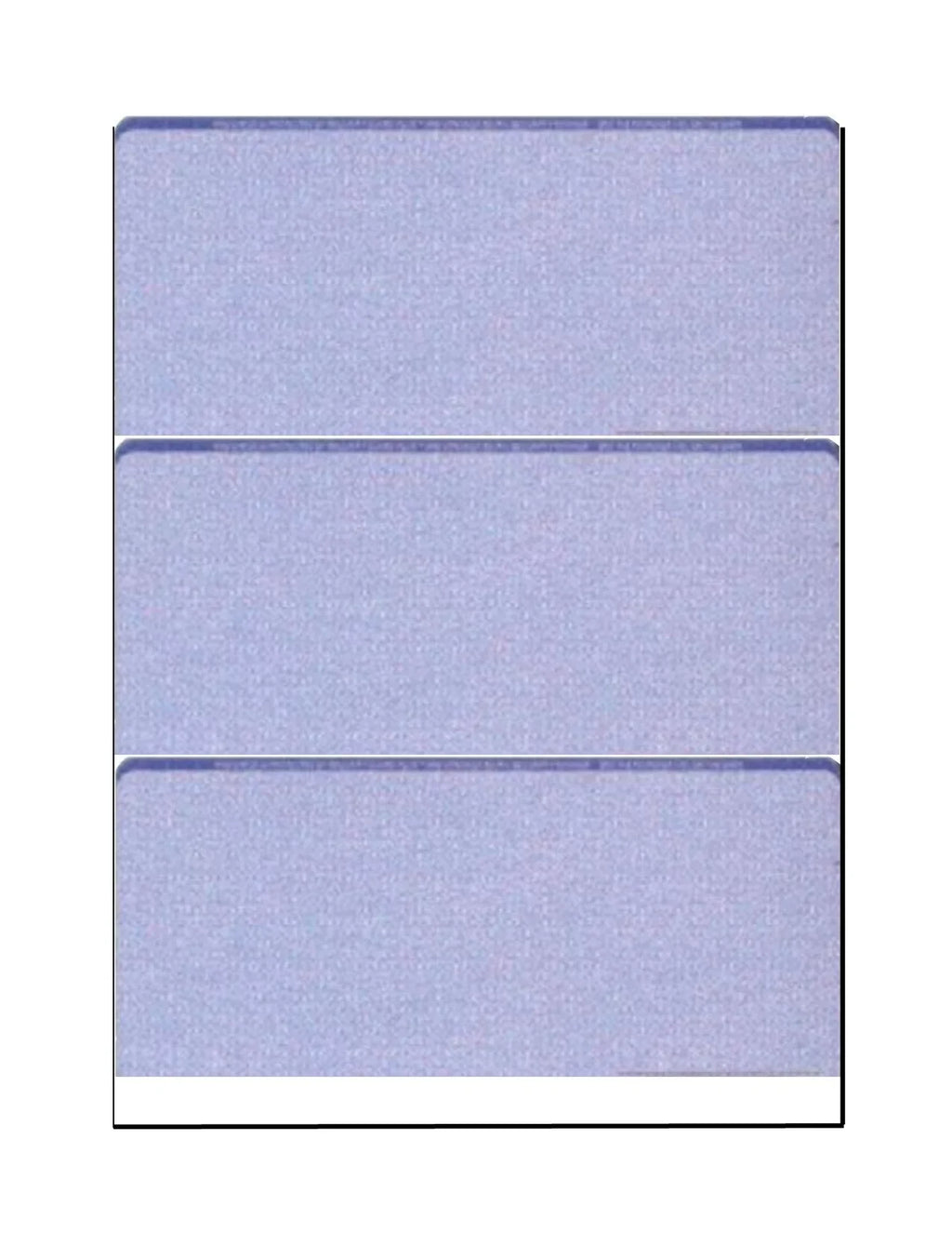 x w 8-1/2" Paper, Security 100 Checks, Check Blue 11", Zapco 3-Up Pattern, OF Complex PACK Background 12 High-Security Features - Microperfed SHEETS with