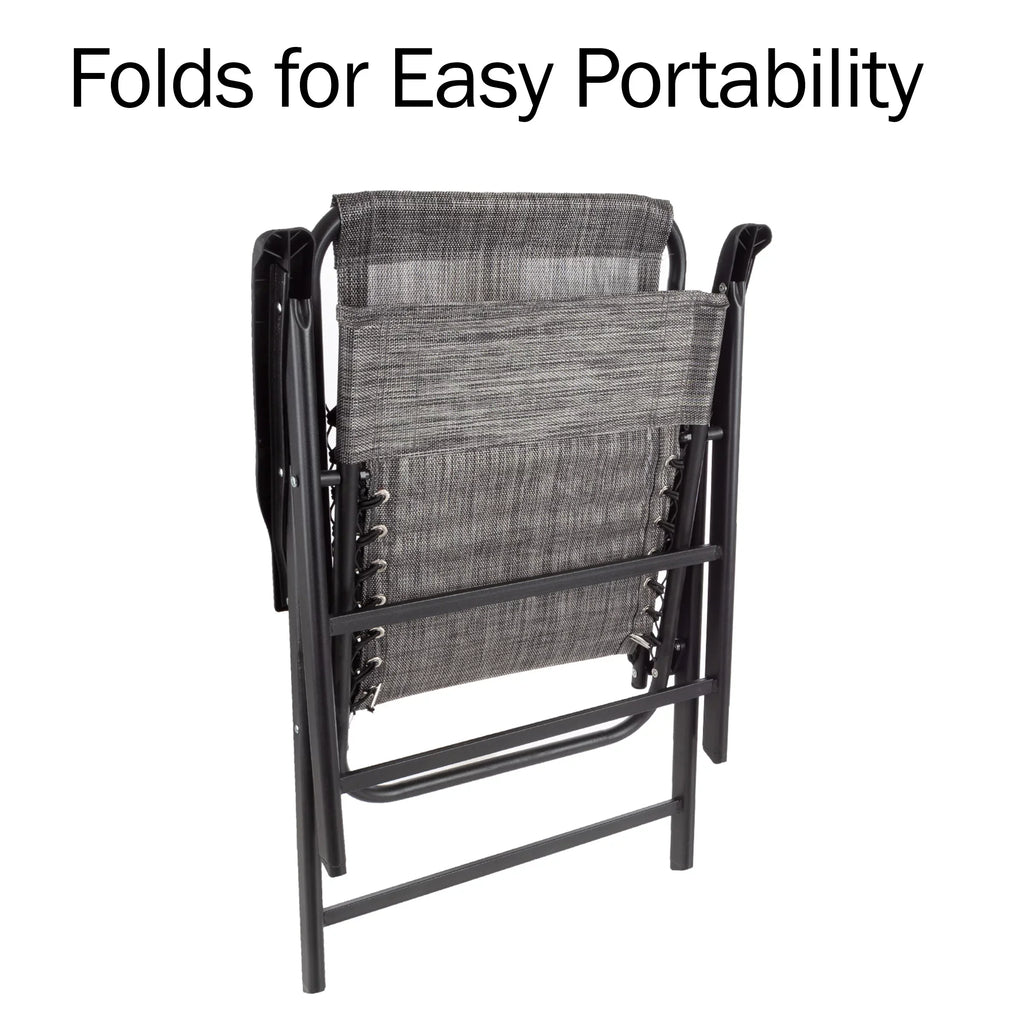 Pure for Textilene Adult Folding with Garden Chairs - of Camping Fabric Gray/Set 2