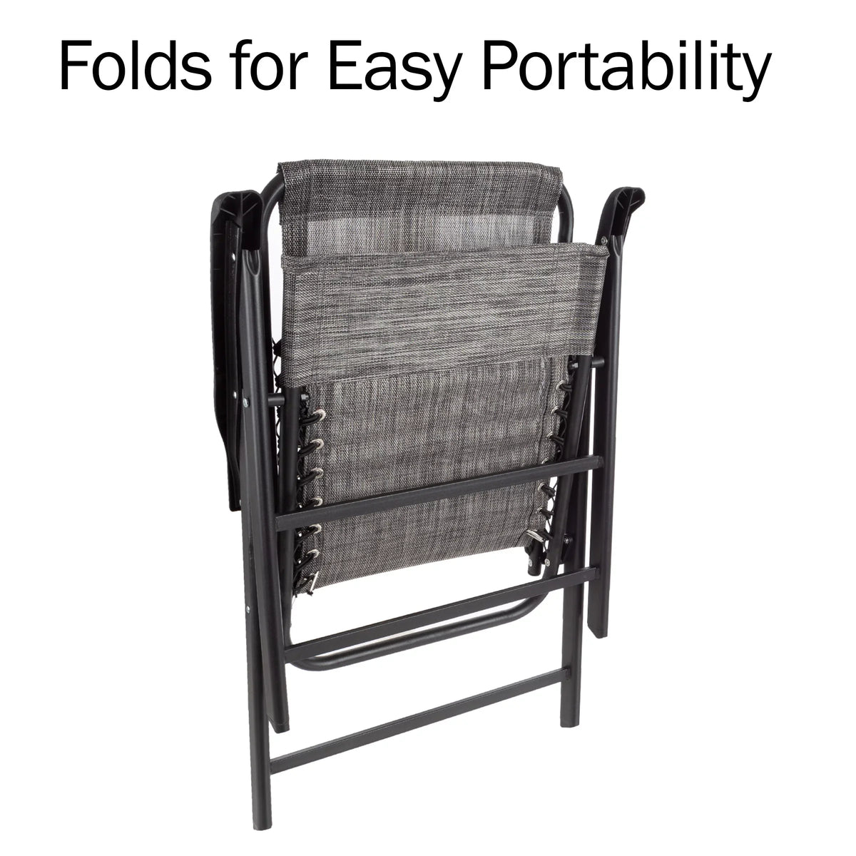 Pure for Textilene Adult Folding with Garden Chairs - of Camping Fabric Gray/Set 2