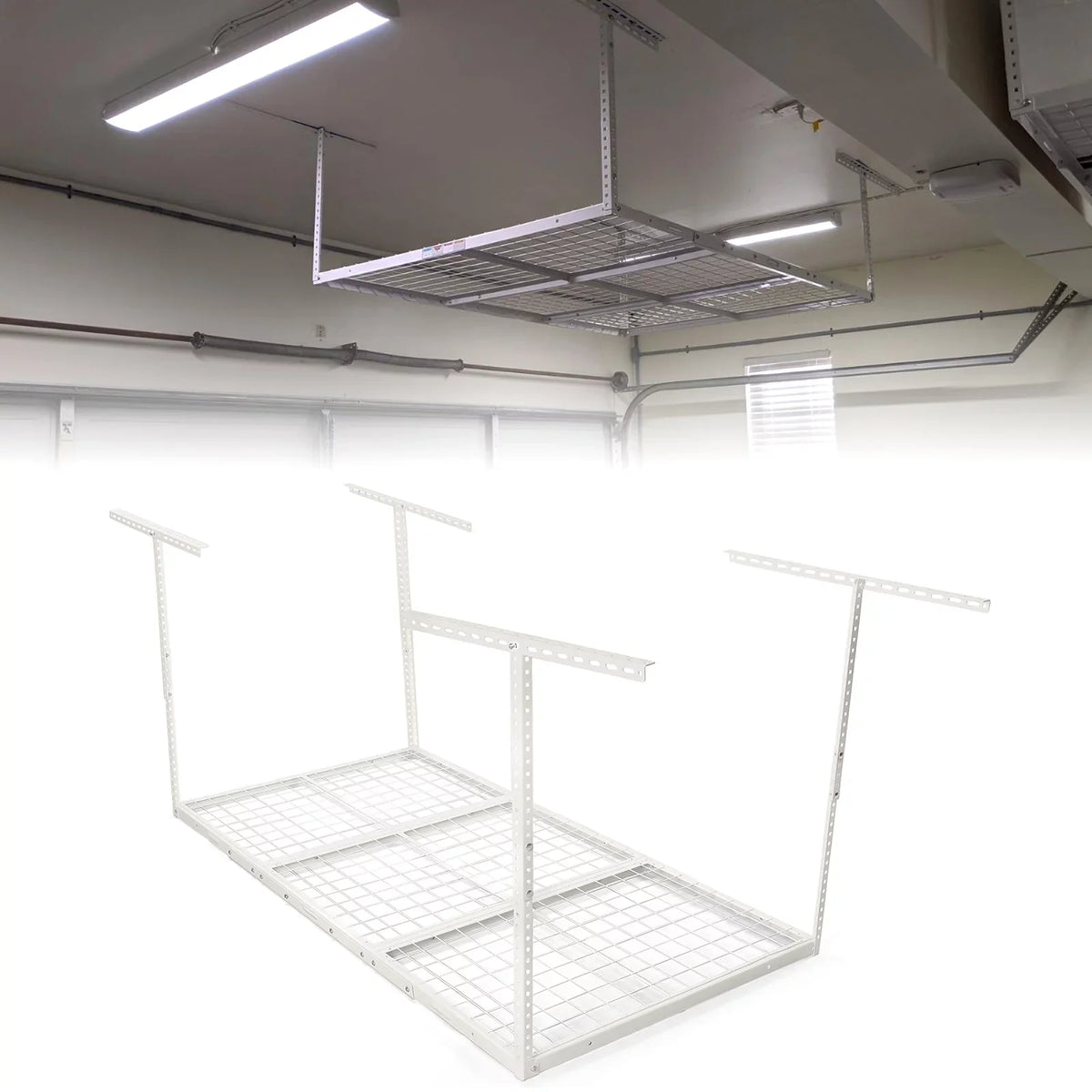 Width White Length Kojem 72" 36" Storage Garage 40" x 3x6 x Adjustable Ceiling Rack, Storage Height, Overhead