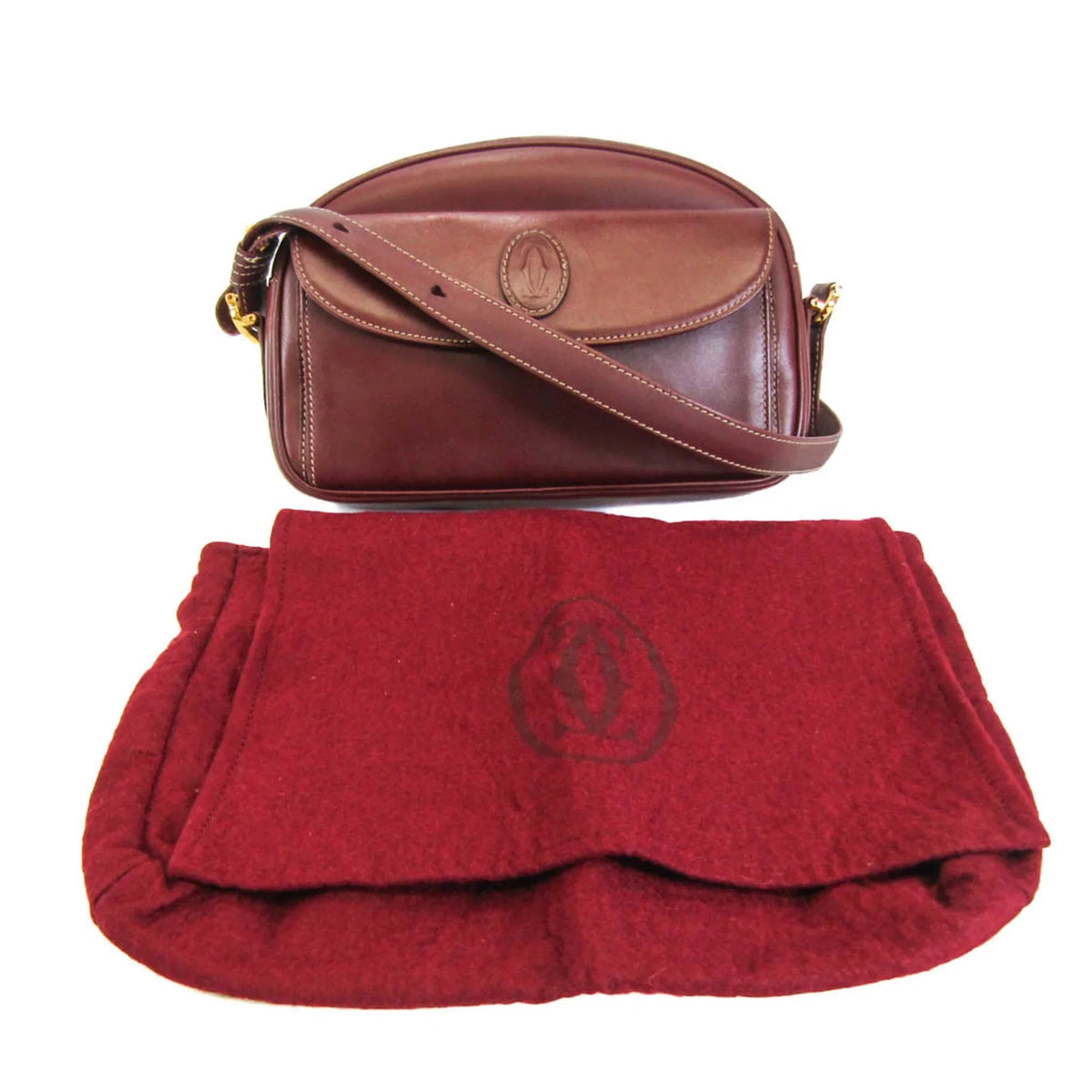 (Good) Leather Women's Bordeaux Must Bag Shoulder Cartier Pre-Owned