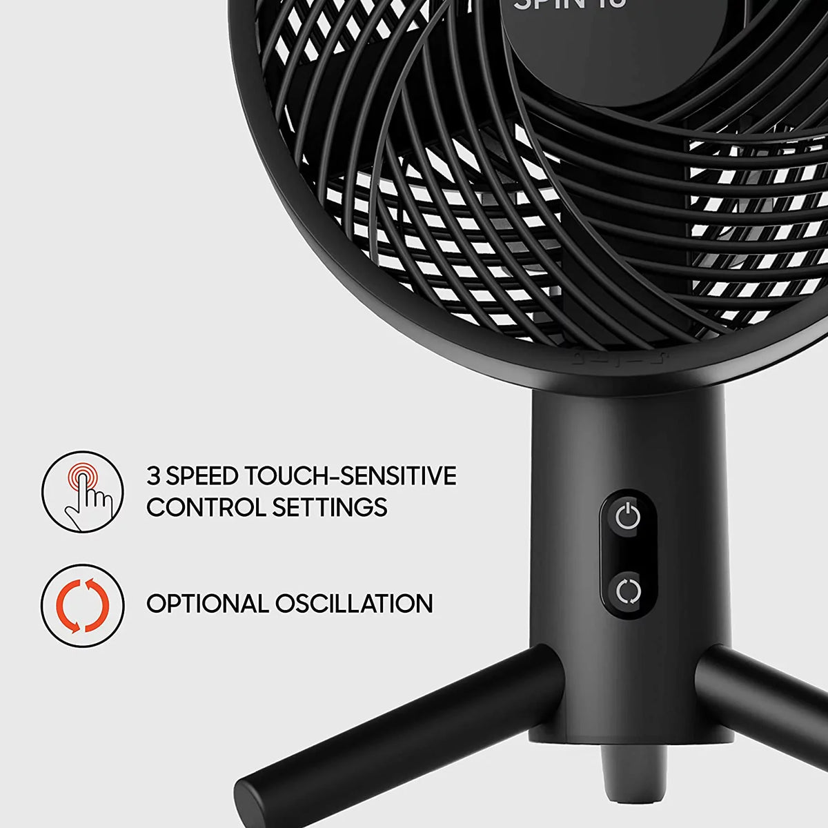 SPIN 10 Desktop 15.5", Image Fan, Oscillating Sharper Black