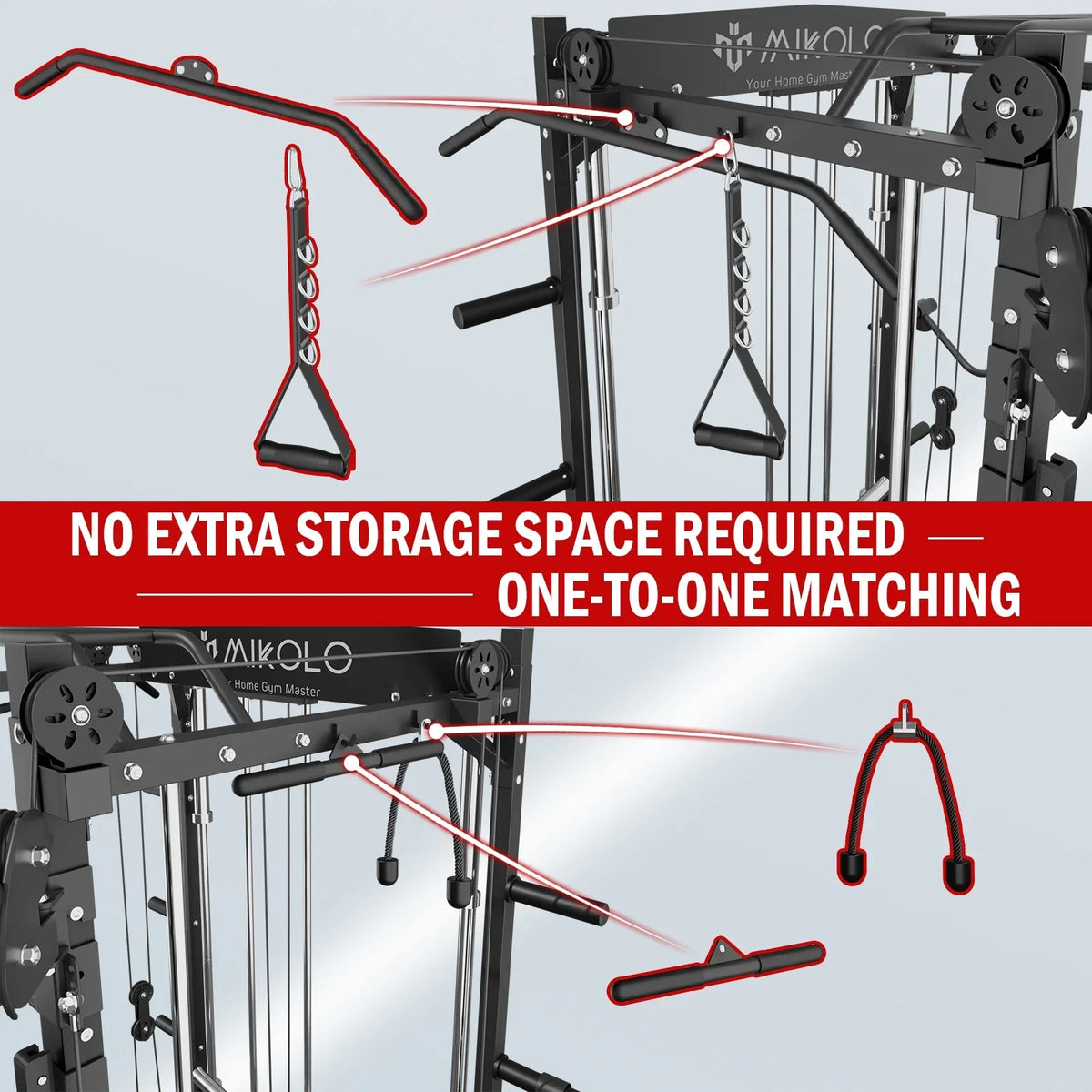 Total Weight Capacity Adjustable with Crossover, Gym, Smith 800LB lbs Cage Cage 100 Rack lbs Home Weight Plate, Machine Strength Cage Training with 2000 and Bench Cable Body Power Mikolo Smith