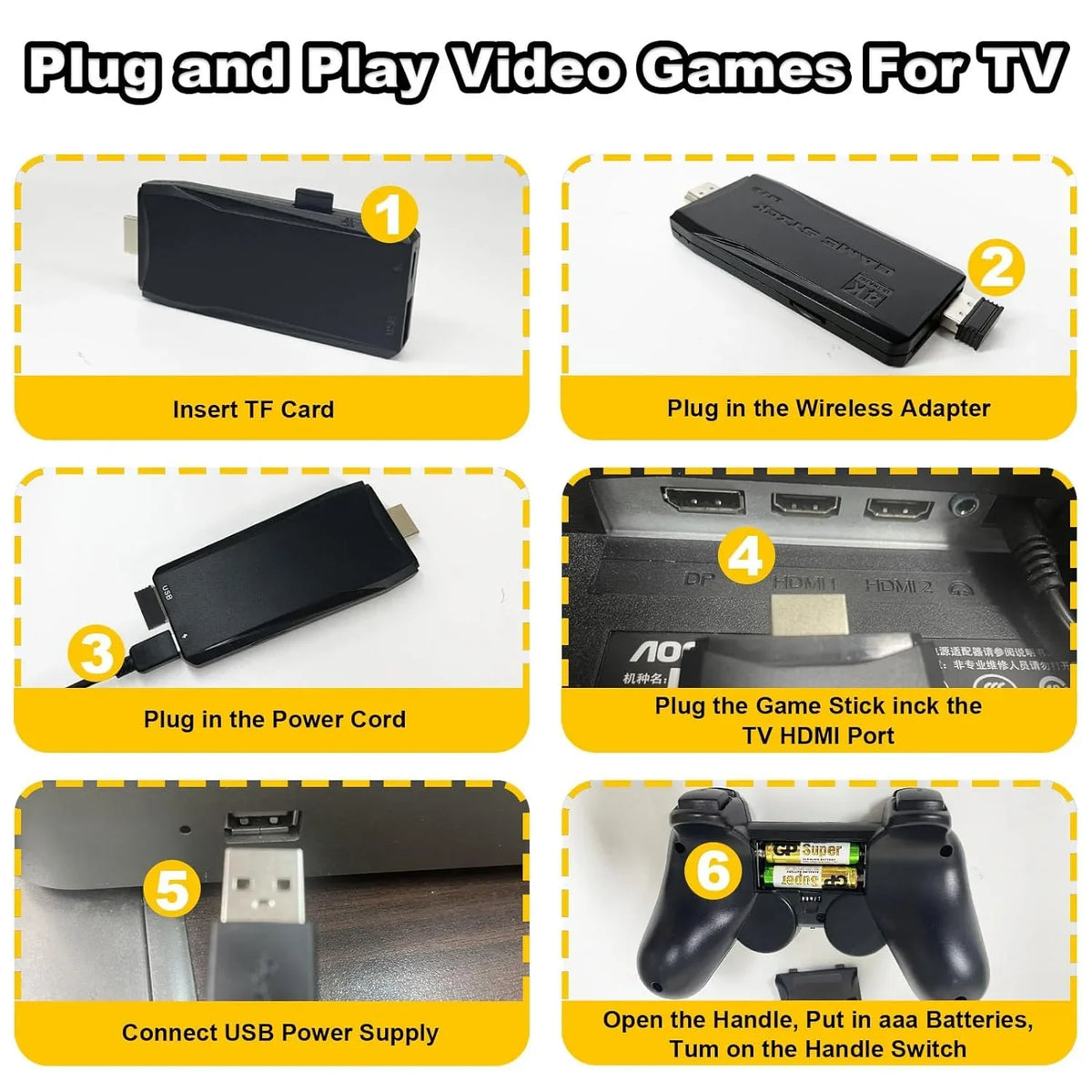 Plug Console for Built-in with Stick Game 9 Retro Output 2.4GHz Controller and Classic Wireless Emulators, 20,000+ Gaming HD Play TV Games, with and Games - Retro
