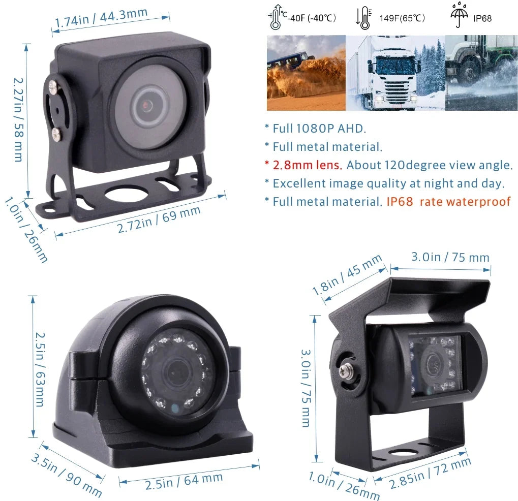 Bus Video AHD Mobile Camera SSD DVR Included) Recorder 1080P for 7" Truck Side Truck JOINLGO IPS Rear View (1TB Vehicle Van with 4-CH Waterproof Monitor Front Night Vision Kit