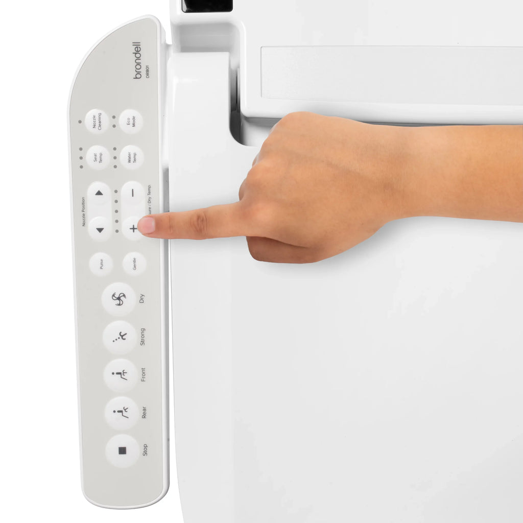 with Round DR801 White Air Seat Select Bidet Deodorizer, Warm and Brondell Sidearm Dryer Swash