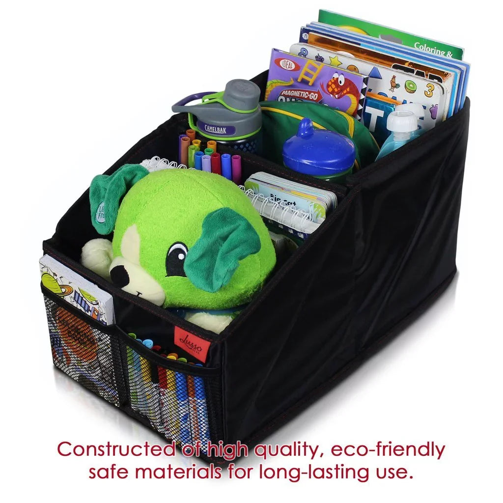 with Lusso Car Games Toys, Maps, Magazines, Gear and for Compartments for Featuring Storage Tissues, Seat Stitching Great Adults, More Kids Organizer Black Documents, 8 Books, Front/Backseat