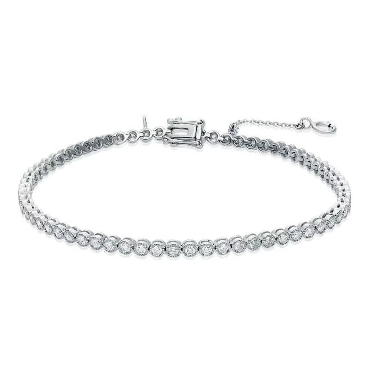 Bezel 3.3 CT Chad Set Round Harry Gold 14K Diamonds White Enterprises wristband Tennis 23551