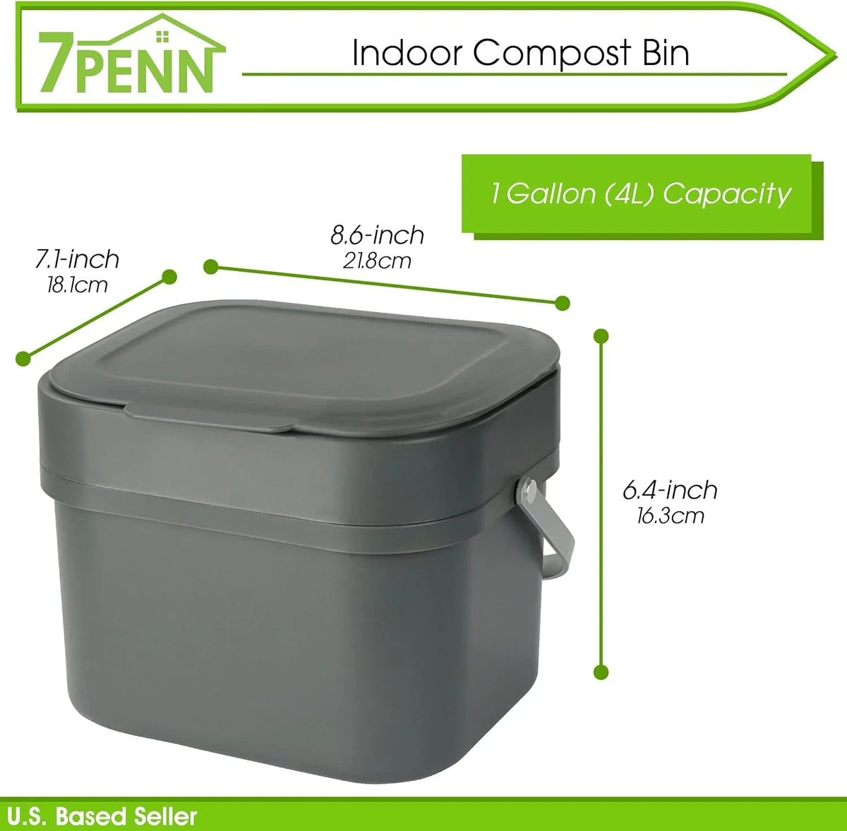 And Kitchen Compost Wall Small Bin Scraps, More Trash, - For Cabinet 4L Bin Recycling Compost Compost - Bucket For 1Gal Indoor Food Or Countertop Aluminum Mounted