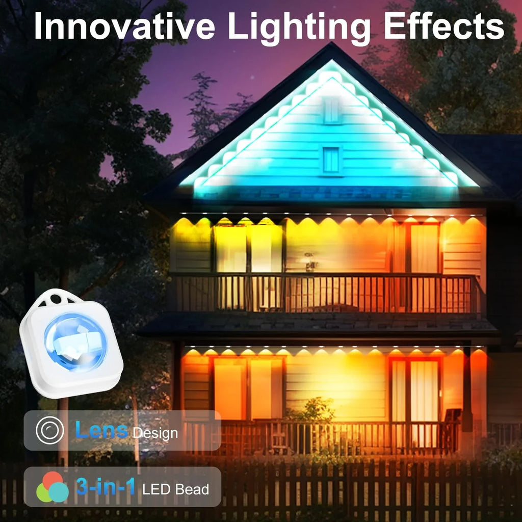 Outdoor with Waterproof, Eaves Daily IP67 with & Alexa DIY Lights LED RGB Suitable Modes, Lights, with Lights and for Permanent Using, Work 100ft Outdoor Scene Holiday Remote 72