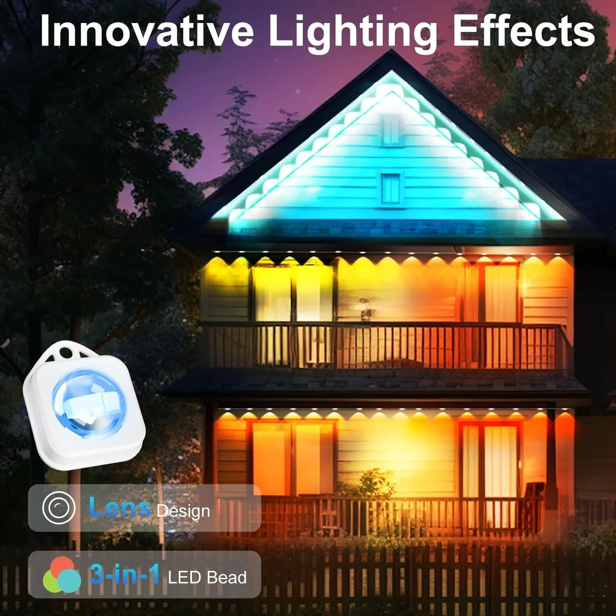 Outdoor with Waterproof, Eaves Daily IP67 with & Alexa DIY Lights LED RGB Suitable Modes, Lights, with Lights and for Permanent Using, Work 100ft Outdoor Scene Holiday Remote 72