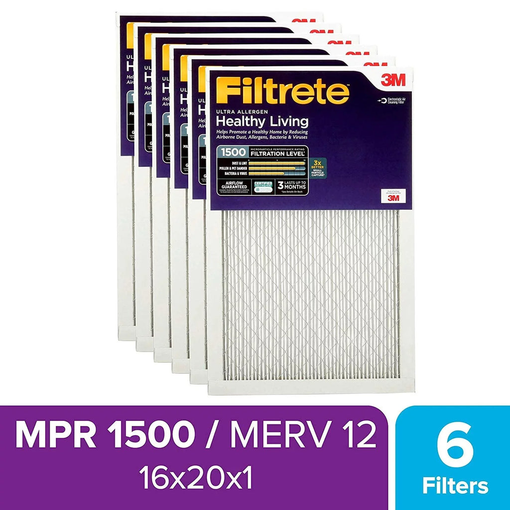 16x20x1, Air MPR Living Filter, Healthy 2-Pack Furnace 1500, AC Ultra Allergen, Filtrete