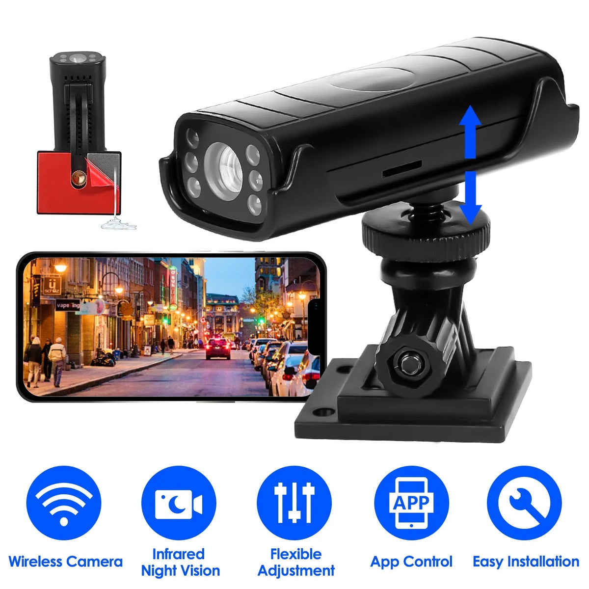 for Car RVs Night Camper Camera Adhesive Built-in Base Rear Waterproof with Wireless Camera Trailer Vision Backup Camera Battery iMounTEK Trucks