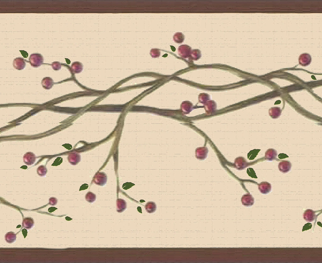 Winterberries on Peel Stick Red, 7 Retro Deco x Vine, Border Wallpaper ft in Dundee and Sepia 15 -