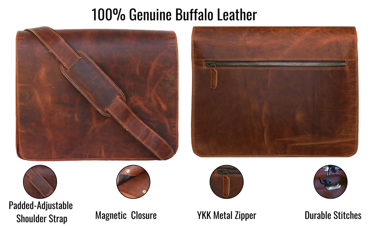 office for MacBook gift bag bag distressed for bag Leather shoulder Handmade men satchel iPad briefcase