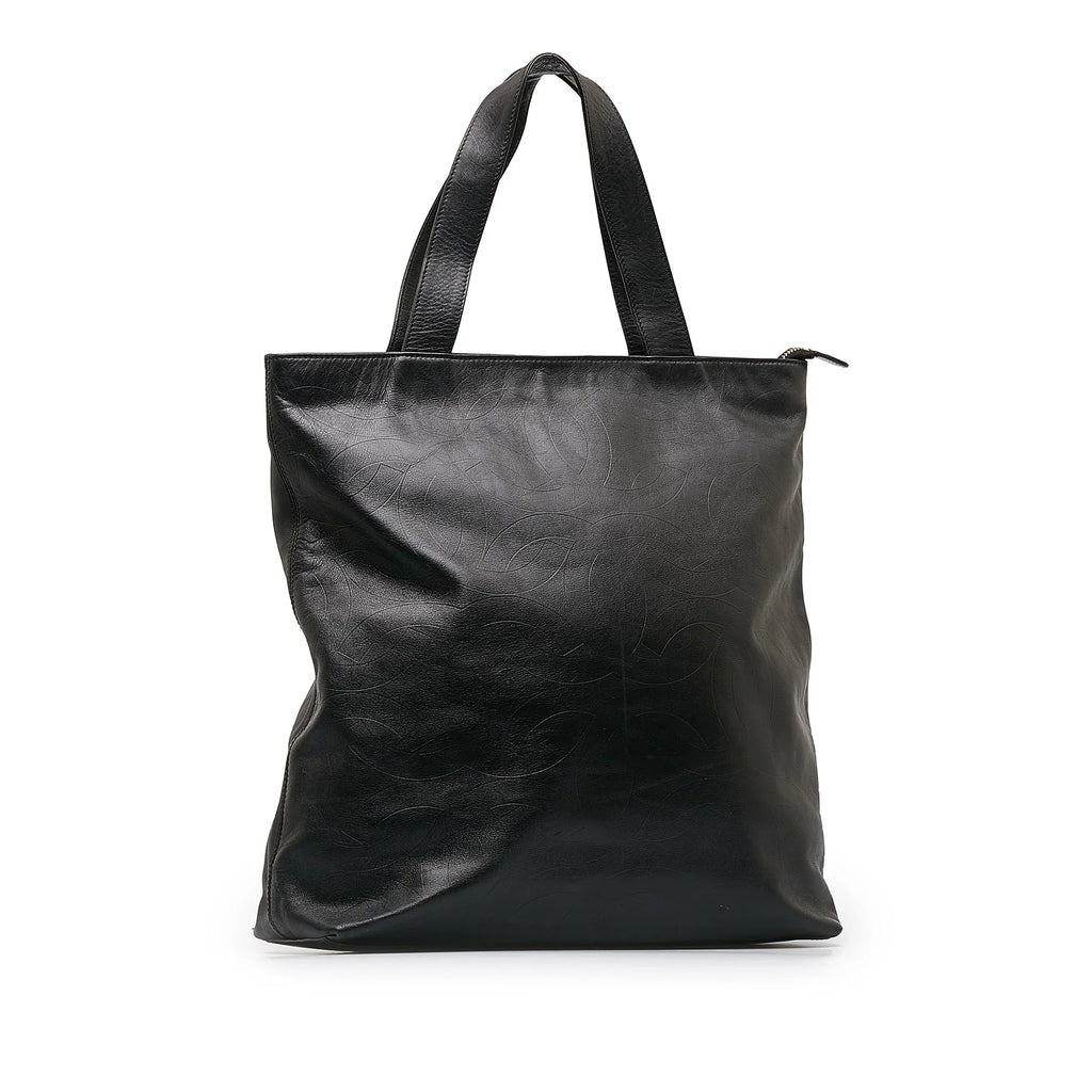 Authenticated (Good) Bag Pre-Owned CC Leather Tote Lambskin Black Unisex Tote