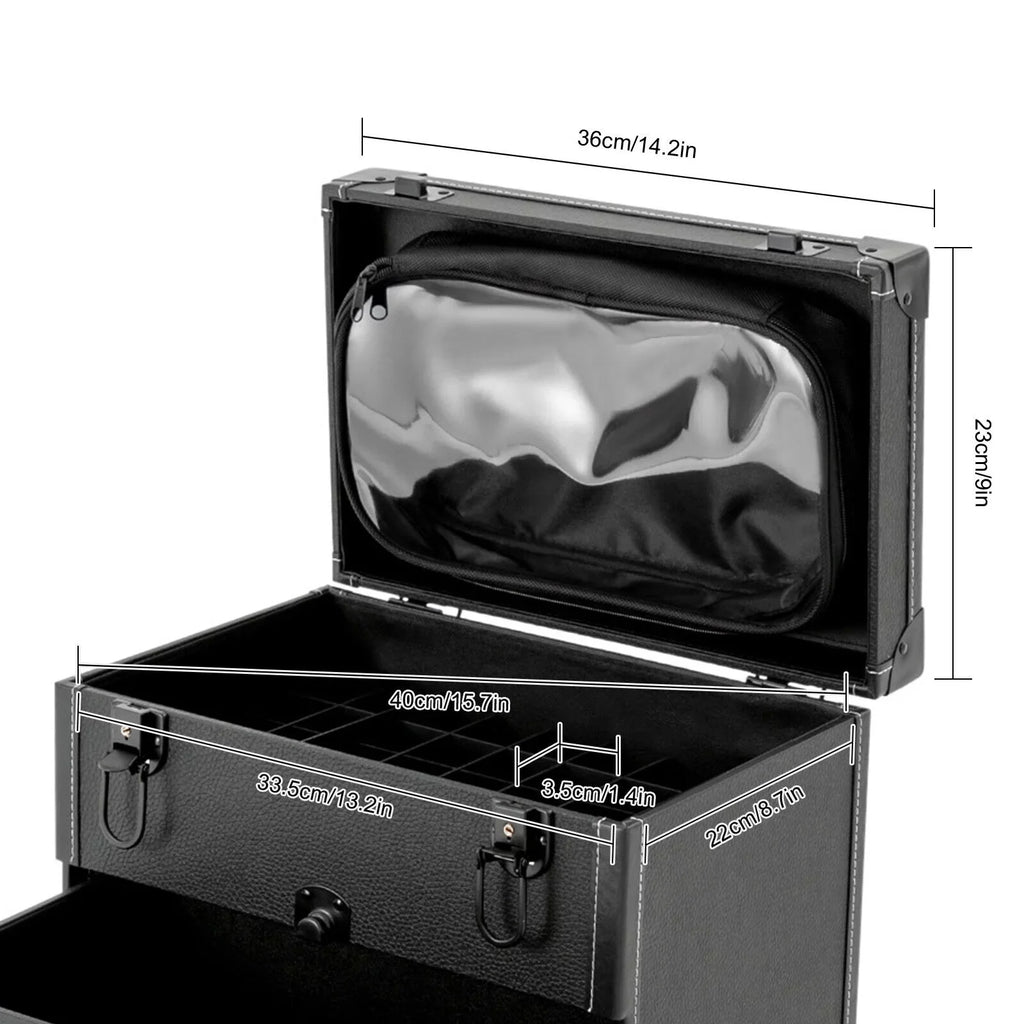 Luggage Case Miumaeov Storage Nail Polish Organizer Box Cosmetic Professional Train Rolling Makeup Trolley
