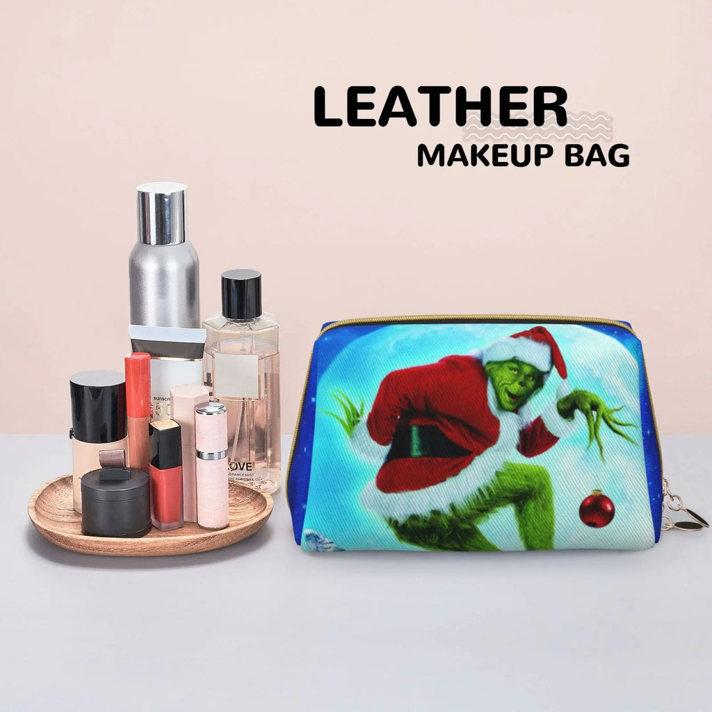 Pouch Grinch Makeup Cosmetic How Bag Storage Christmas Gift Stole The Bag Leather Organizer Portable Purse Travel Toiletry