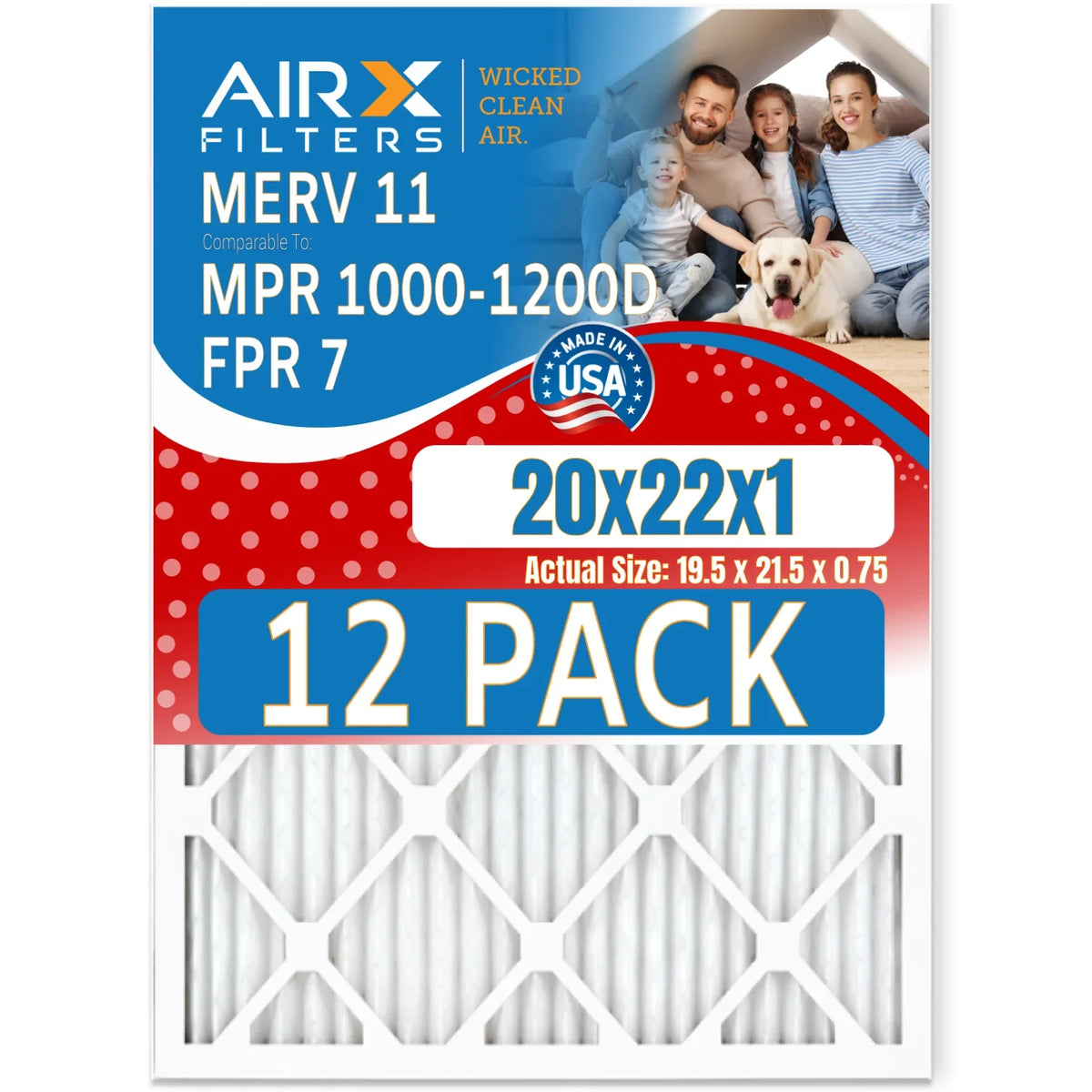 Filter to of MPR Furnace MERV MPR 1000, 11 AIRX Comparable USA in - 1200 by CLEAN 7 Pack 20x22x1 Made Rating, Filters FILTERS WICKED & AIR. Air FPR 12
