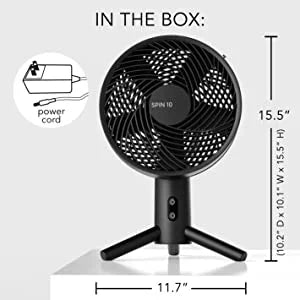 SPIN 10 Desktop 15.5", Image Fan, Oscillating Sharper Black