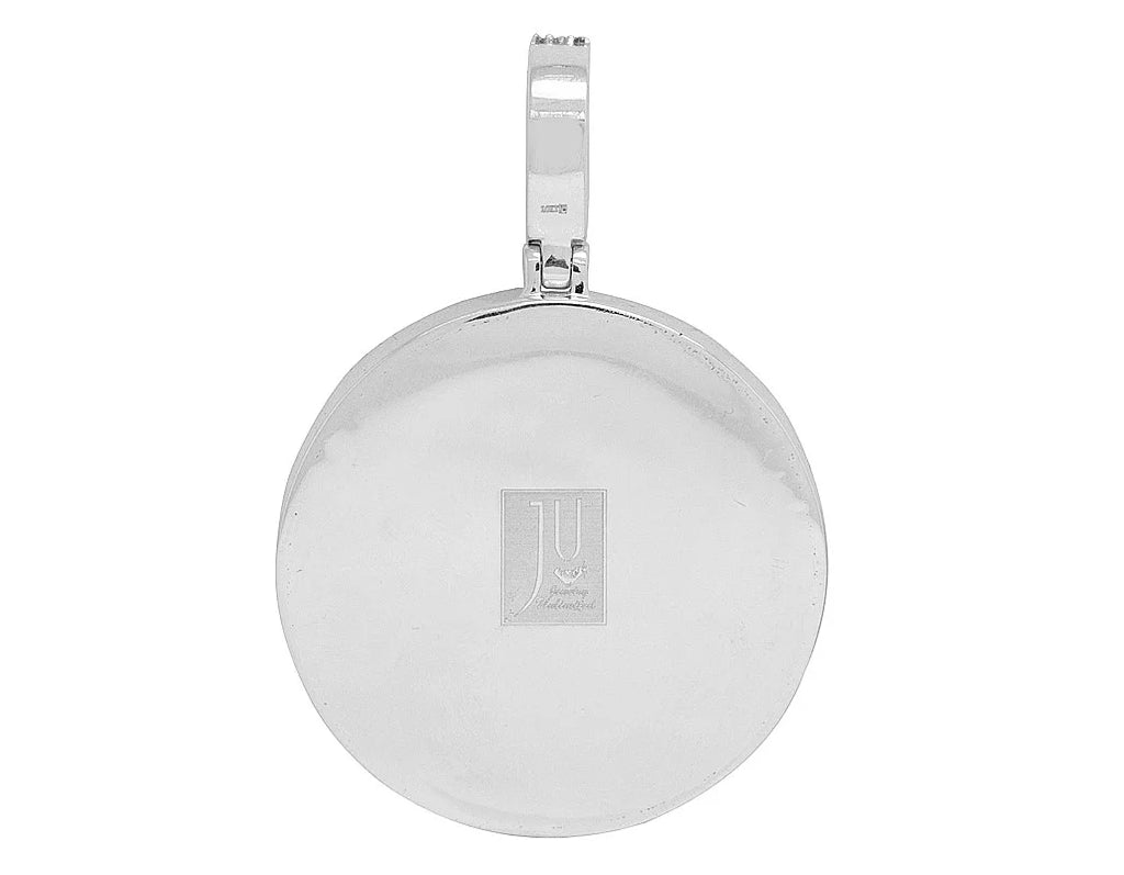 White Memory Diamond Frame 2" 2.2CT Gold Baguette Photo Engrave Pendant