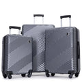 (20/24/28) Piece PC+ABS Lightweight Luggage Gray Spinner Hooks, Wheels, Two 3 Sets Suitcase with