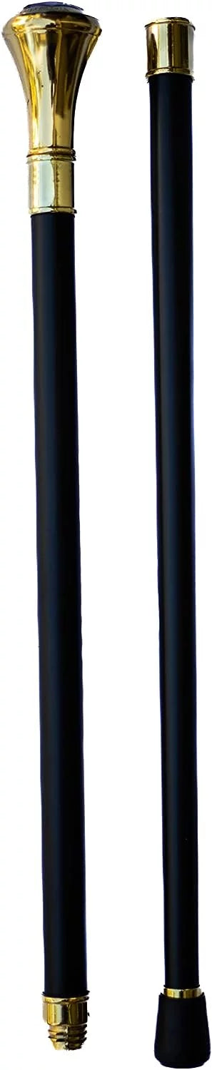 High Handle, 37" 2-Tone Tip of Ball Compass with Piece Shaft, Top Walking On & Dividable Shaped Embossed Cane Base Metal Handle, Logo Alloy Rubber 2 The Square at Masonic Cane