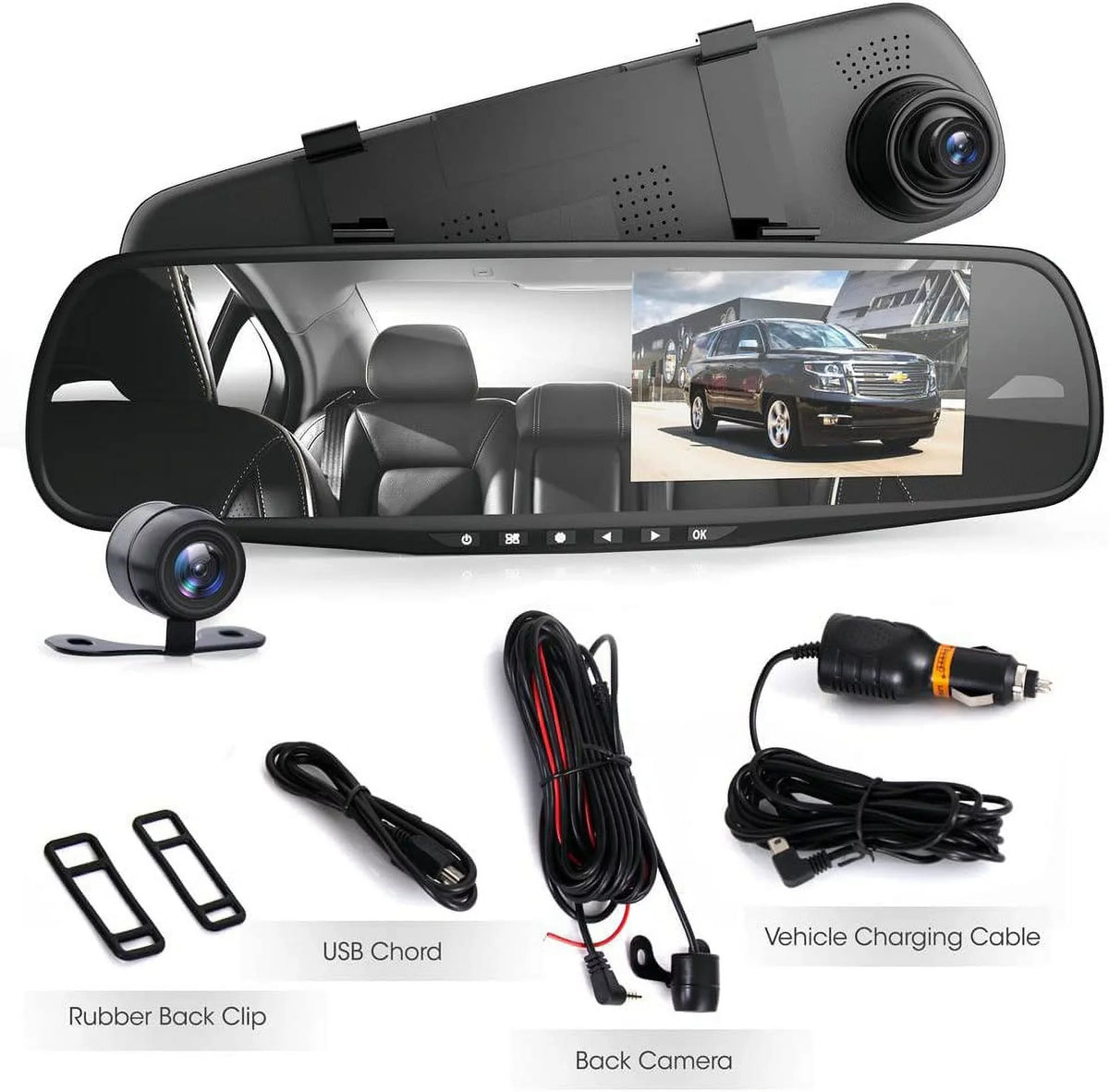 Dash System HD 1080p Vehicle Rearview Mirror 4.3" Recording Camera Cam Pyle Dual