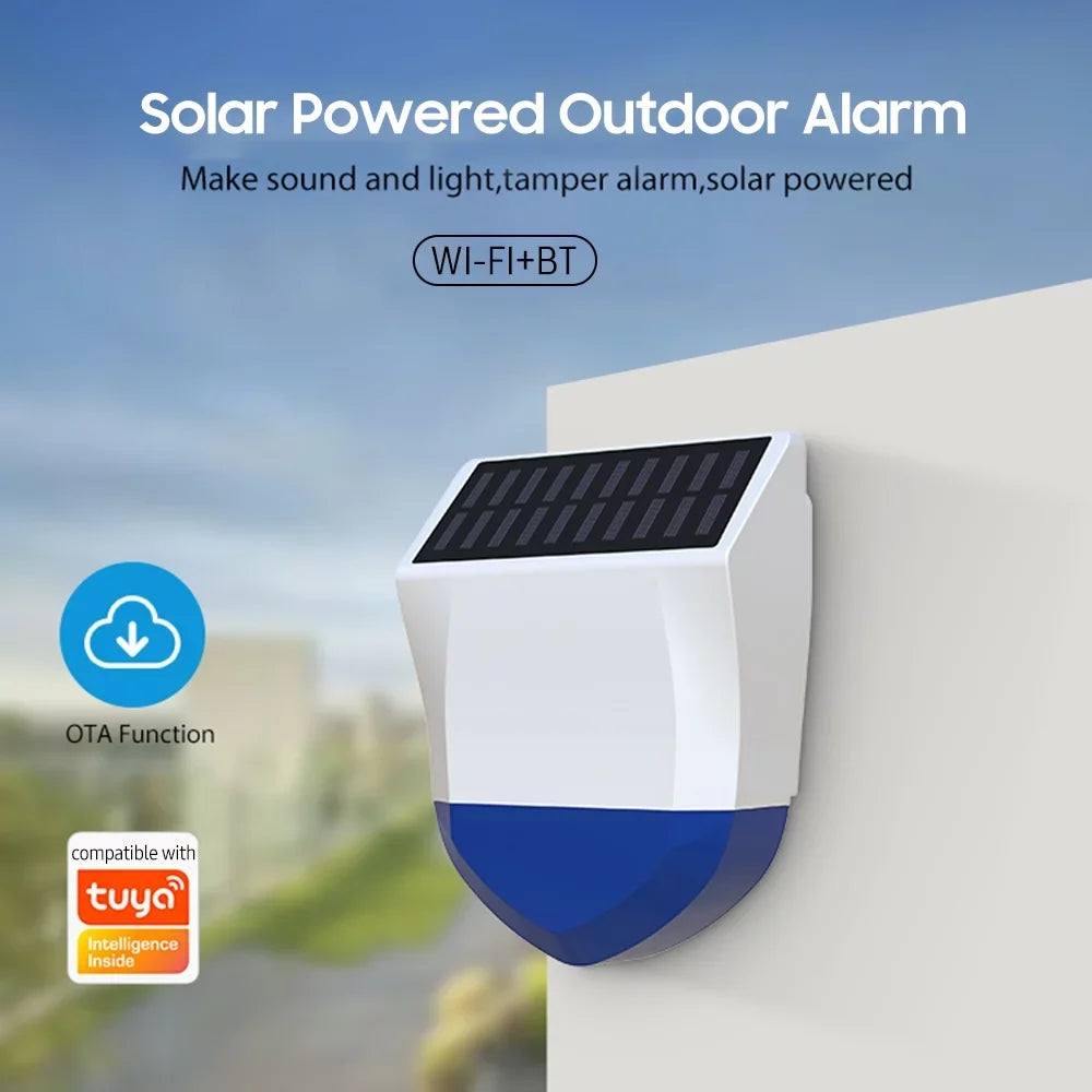 Alarm Linkage Intelligent Alarm Light Alarm Wifi Control Smart IPX5 Real-time Device Sound BT 5.0 Solar Powered Waterproof APP Home