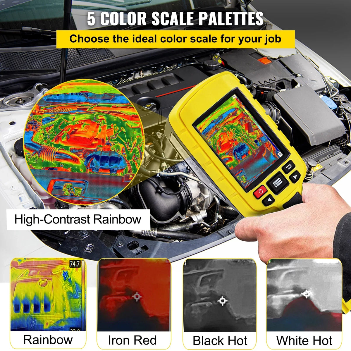 Camera, IR (3600 2.8" Electrical Thermal Screen, System SD Battery, Built-in VEVOR HVAC, Automatic Card Color for Li-ion and 60x60 Resolution Detect Infrared with Camera Display Imaging Pixels)