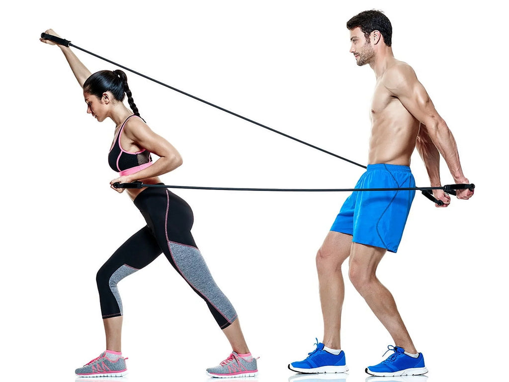48in. w/ Yellow, Cords Black Band Handles Included (Set) - Tubing Exercise 5 Fitness Resistance Cando -