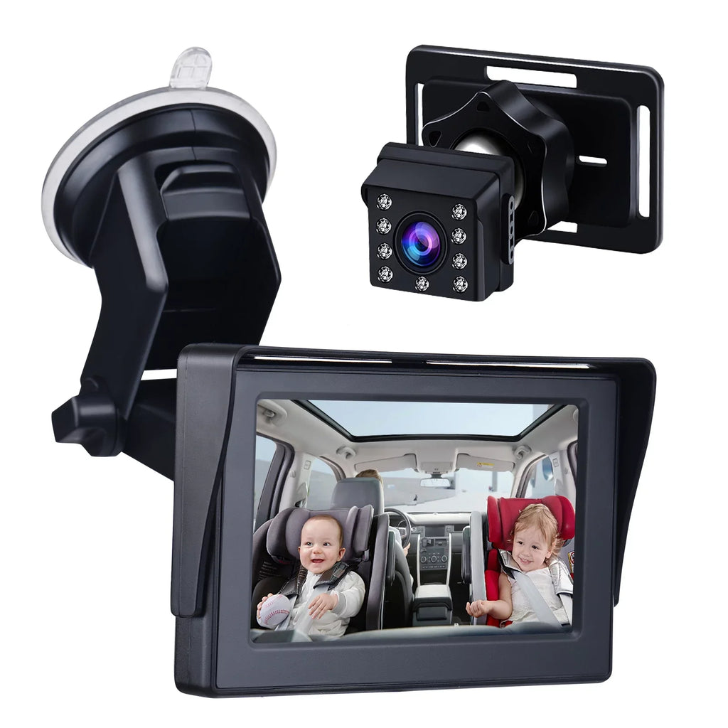View Camera Clear Crystal Seat Car Car Inch Car Baby Night with Angle Safety Length Vision Mirrors Mirror Cameras Cable Adjustable Baby 1080P Monitored 4.3 Mirror Long 5M Wide