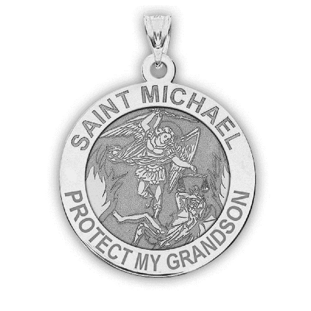 Religious - Pendants Saint Grandson Necklace - Medal My Picturesongold.Com Michael Gold in 3/4 Protect 14K Yellow