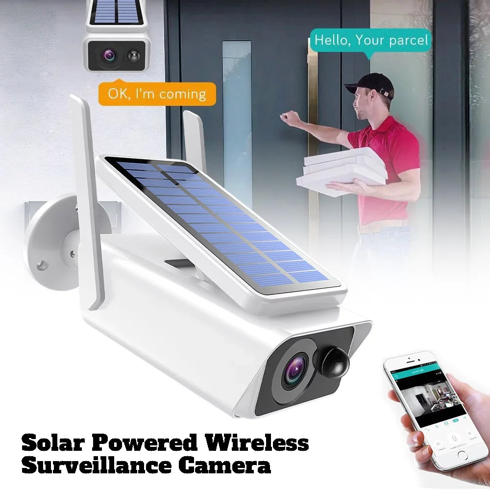Wireless with Security Night Detection, Solar Talk, PIR Outdoor Panel, Security 2-Way Outdoor, Solar Vision,Waterproof, Cameras Camera White DFITO