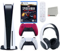Disc) Cloth Cleaning Headset, Miles Edition 5 with Microfiber Ultimate Red Playstation Spider-Man: Launch Media ( Marvel's Controller, Cosmic and Version Disc PS5 Remote, Morales Extra Bundle