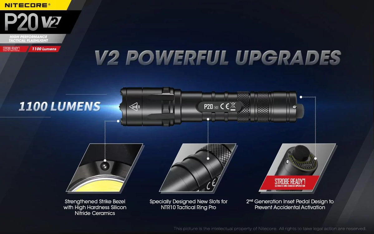 '- XP-L2 LED V6 1100 w/NL183 CREE Cord P20 - +Free Lumens Combo: Tactical Nitecore UI1 Flashlight Eco-Sensa V2 Battery, USB Charger