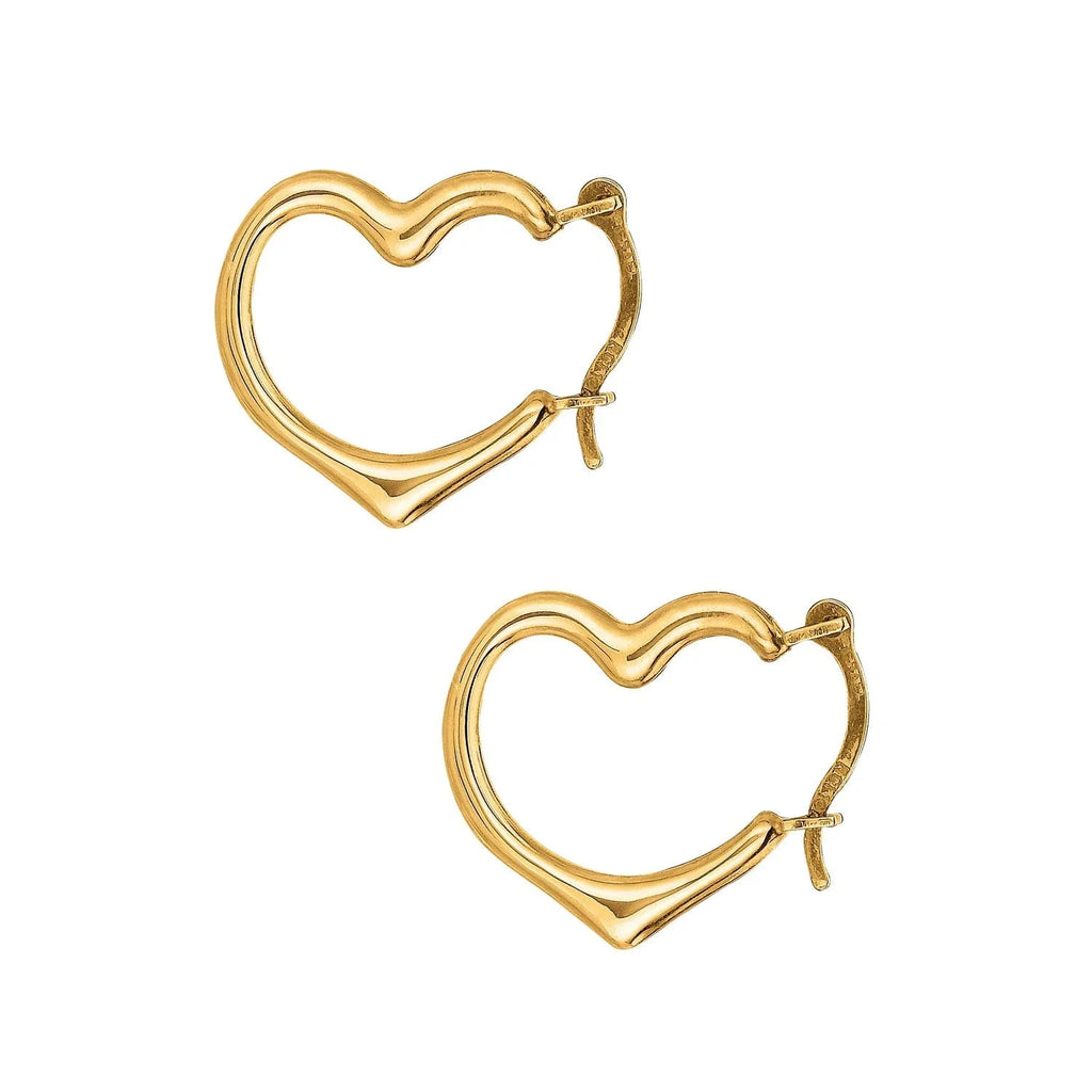 Yellow 10K Heart Gold Real Earrings Hoop
