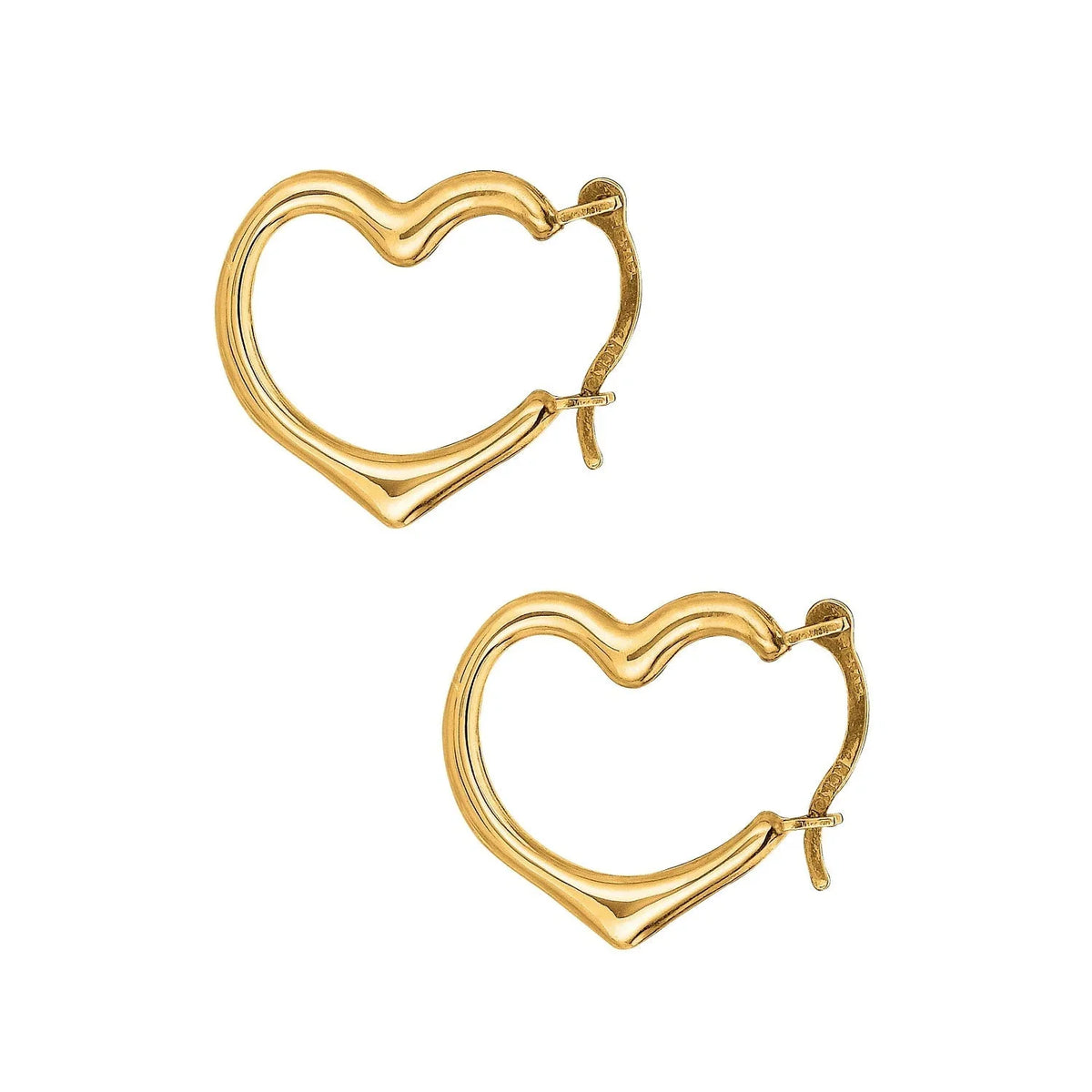 Yellow 10K Heart Gold Real Earrings Hoop
