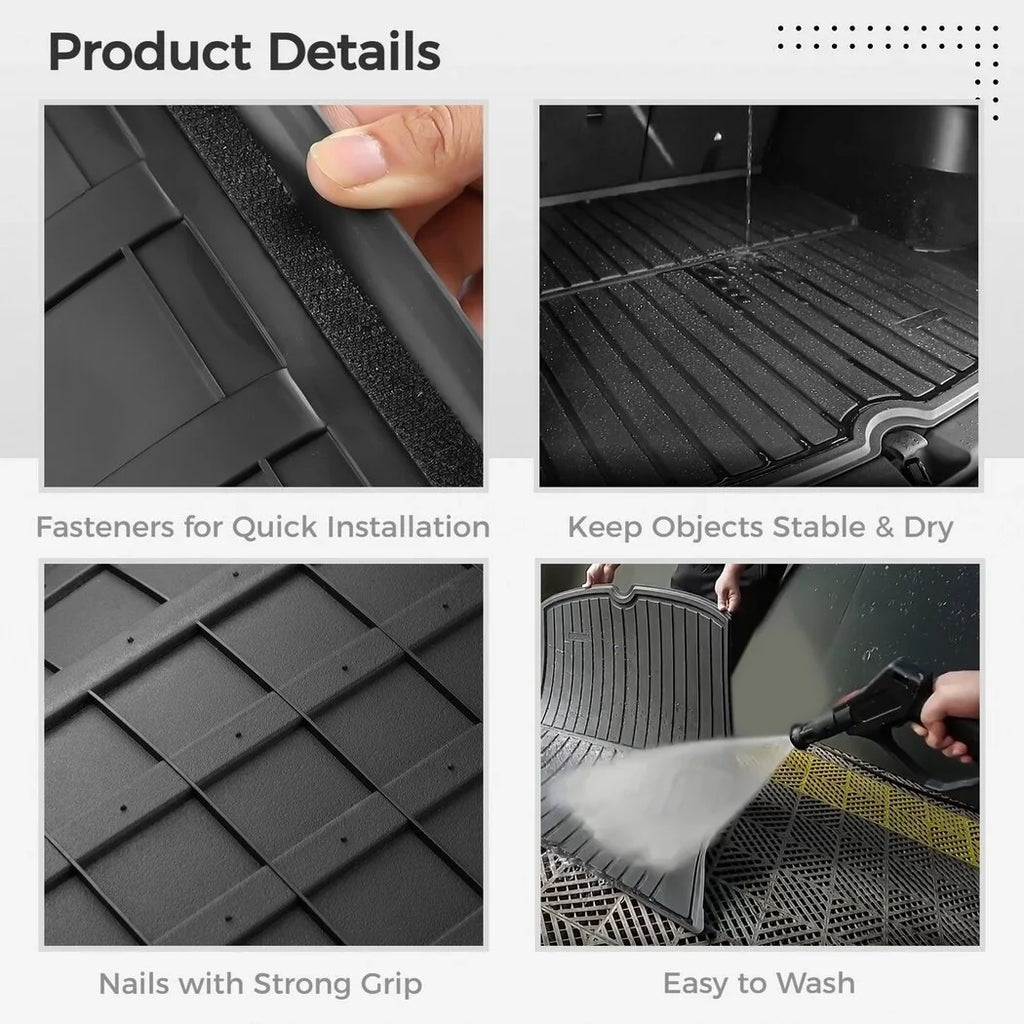 Seat Floor 2021 Tesla with 2020 Mat, Car Y, Floor Compatible Mats Model Car 3 Back Waterproof Weather 2022 and Trunk Non-slip Liner Trunk Rear Trunk Mats, All