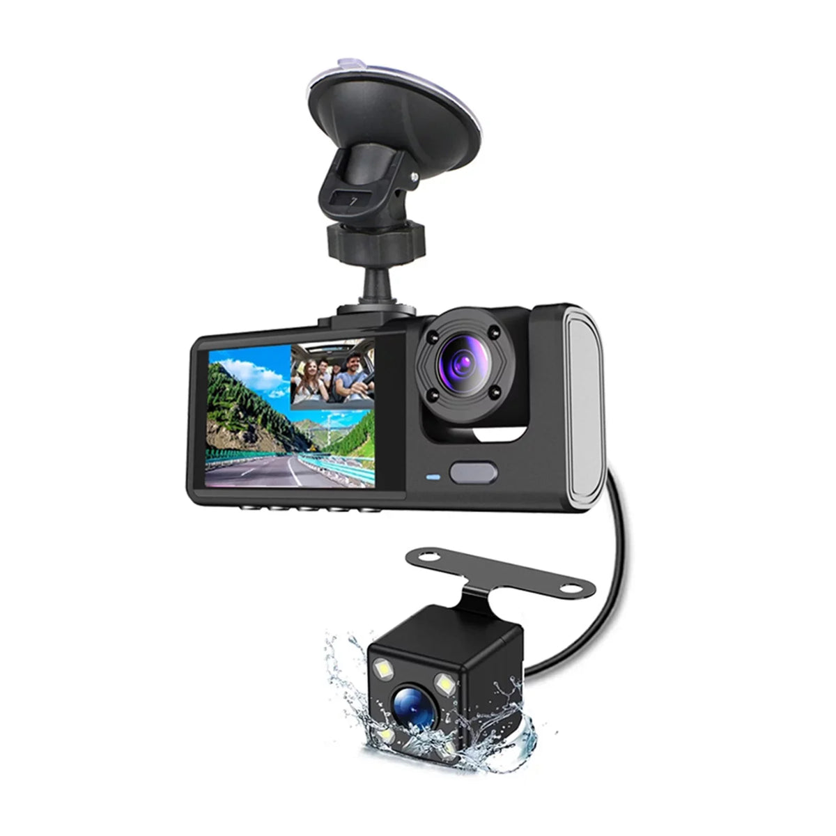 Cam Cameras Dash Inside Front Andoer Night Driving Recording Rear Safety Car Recorder Recorder Car Mirror Rearview 1080P+720P+480p and Auto Camera Vision Video Camcorder 3 Car