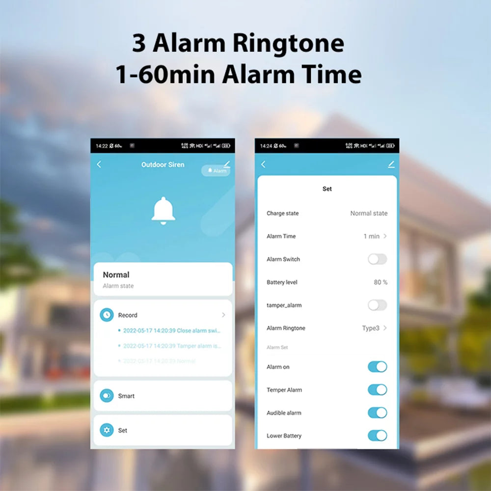 Alarm Linkage Intelligent Alarm Light Alarm Wifi Control Smart IPX5 Real-time Device Sound BT 5.0 Solar Powered Waterproof APP Home