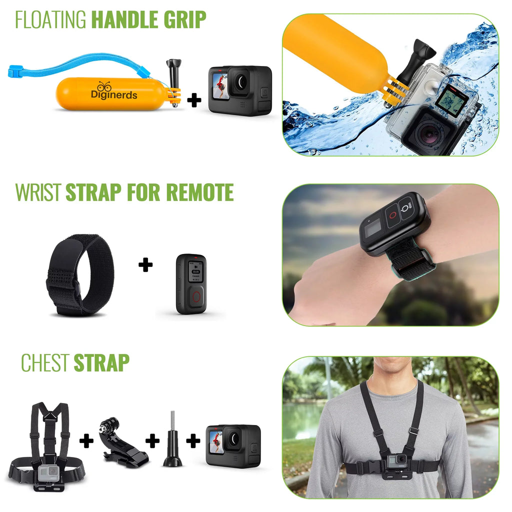 with GoPro Accessory Action, Kit Insta360, in Camera Compatible Hero10/9/8/7/6/5/4, AKASO, GoPro Max, DJI GoPro Action more 50 1 Fusion, and Osmo DiGiNerds