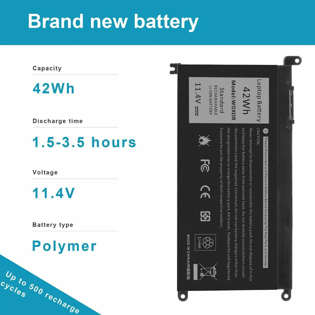 42Wh 5568 FC92N 5567 WDX0R 15 13 7569 5368 For 7368 Inspiron WDXOR Battery