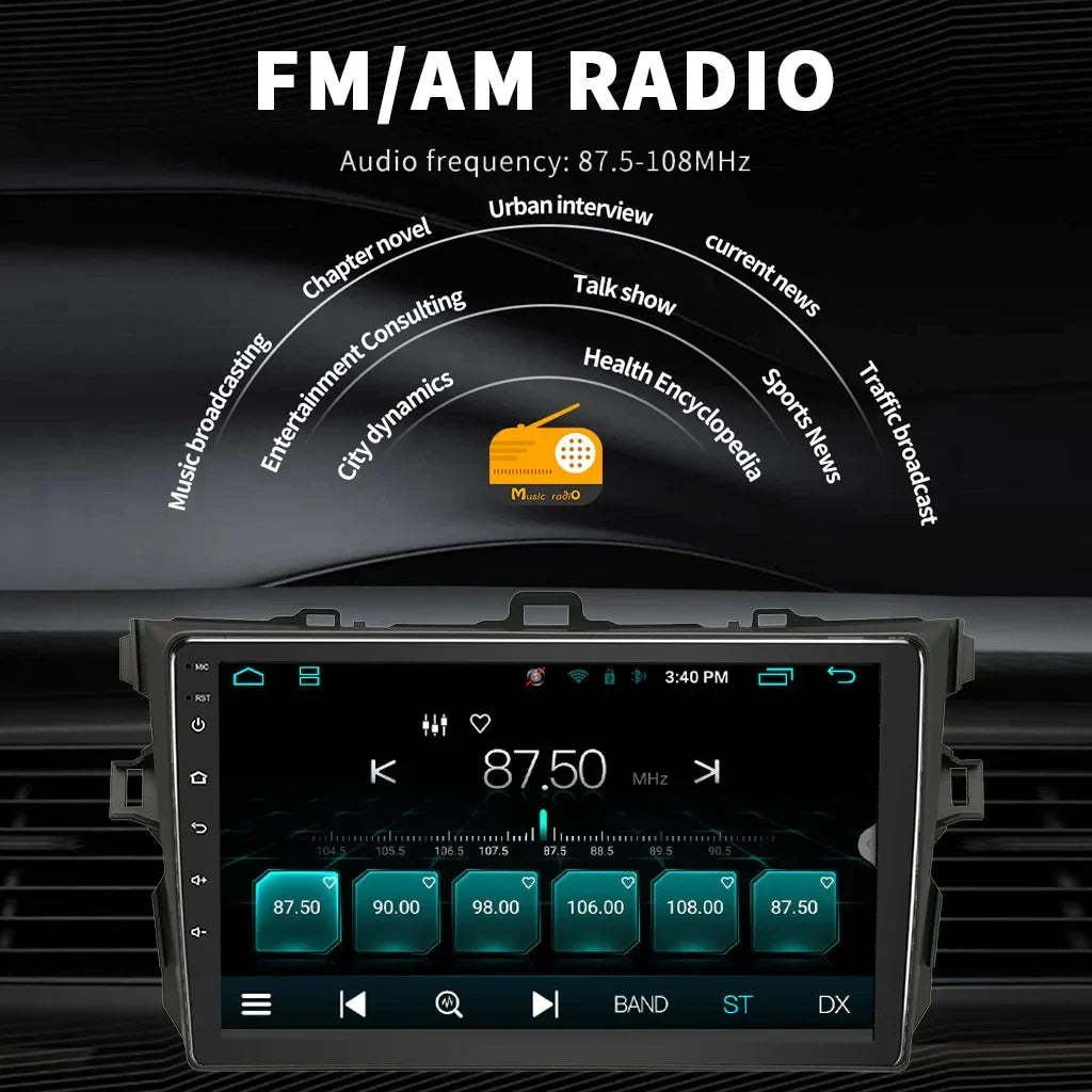 CarPlay&Android Auto,9 Stereo Car Double 12 Corolla Din GPS Compatible 08-12 Car FM&AM, Touch Inch Bluetooth, for Camera Binize Radio with Backup Android Support Navigation, Screen