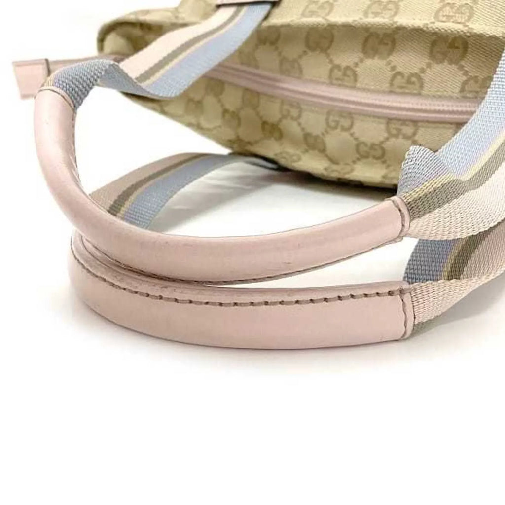 Pastel Leather Women's GG Pre-Owned Canvas Tote Handbag Pink Blue Beige Bag (Good) 131228
