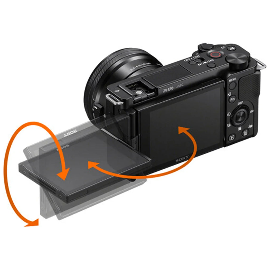 Card + Case Accessory ZeeTech Bundle 16-50mm (Black) Memory Mirrorless Vlog ZV-E10 Camera Tripod + + Lens 128GB Alpha With +