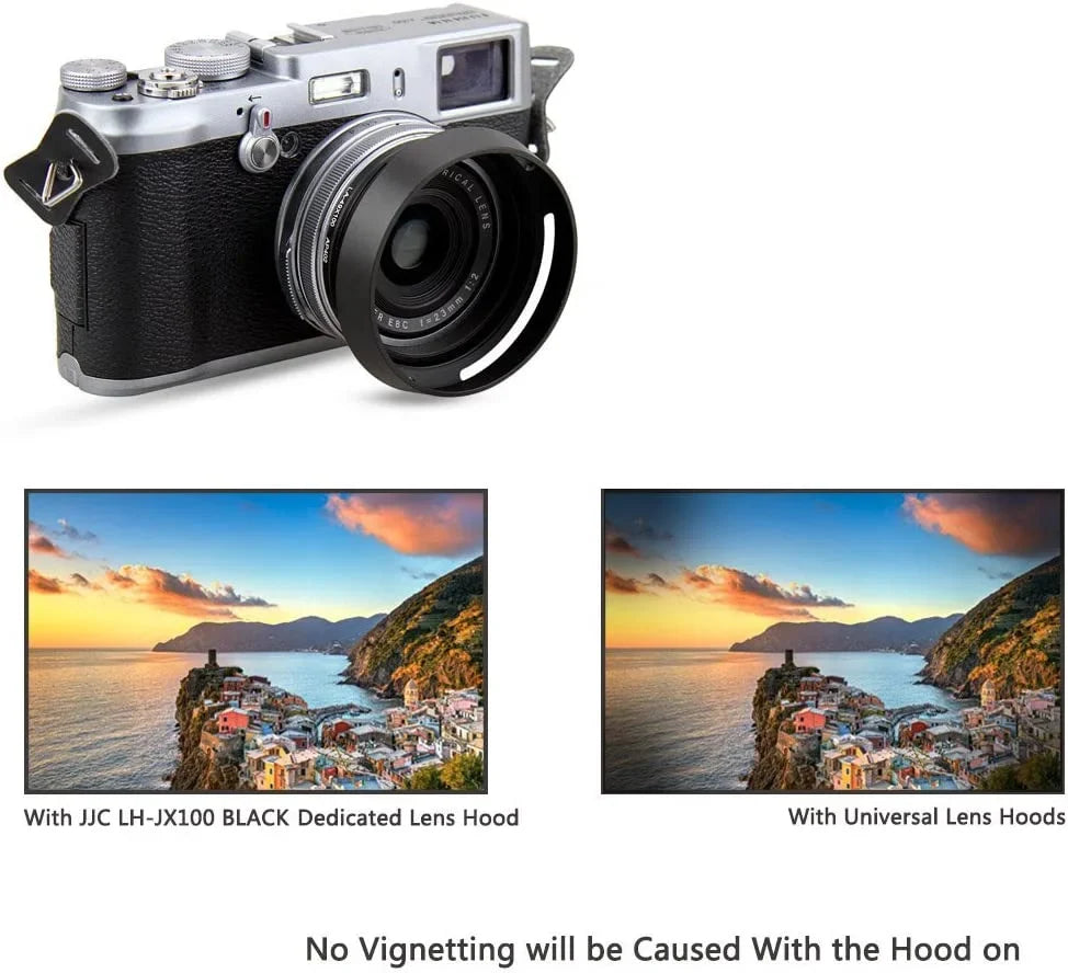 Hood Lens Aluminum X100T Fujifilm -Black Set Alloy Replace Fuji LH-X100 Adapter X100F X100S X100 Ring & X100V Hood Lens Fuji X70 for Shade JJC Lens