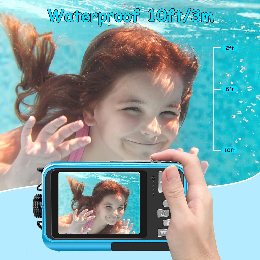 16X for Camera Digital Cameras Camera Recorder Dual 1080P SEREE Full Waterproof Zoom 30 Selfie HD Screens for Underwater Snorkeling Video Youtube MP