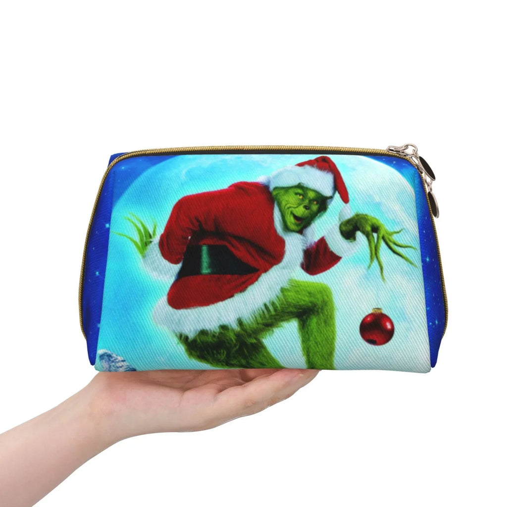Pouch Grinch Makeup Cosmetic How Bag Storage Christmas Gift Stole The Bag Leather Organizer Portable Purse Travel Toiletry
