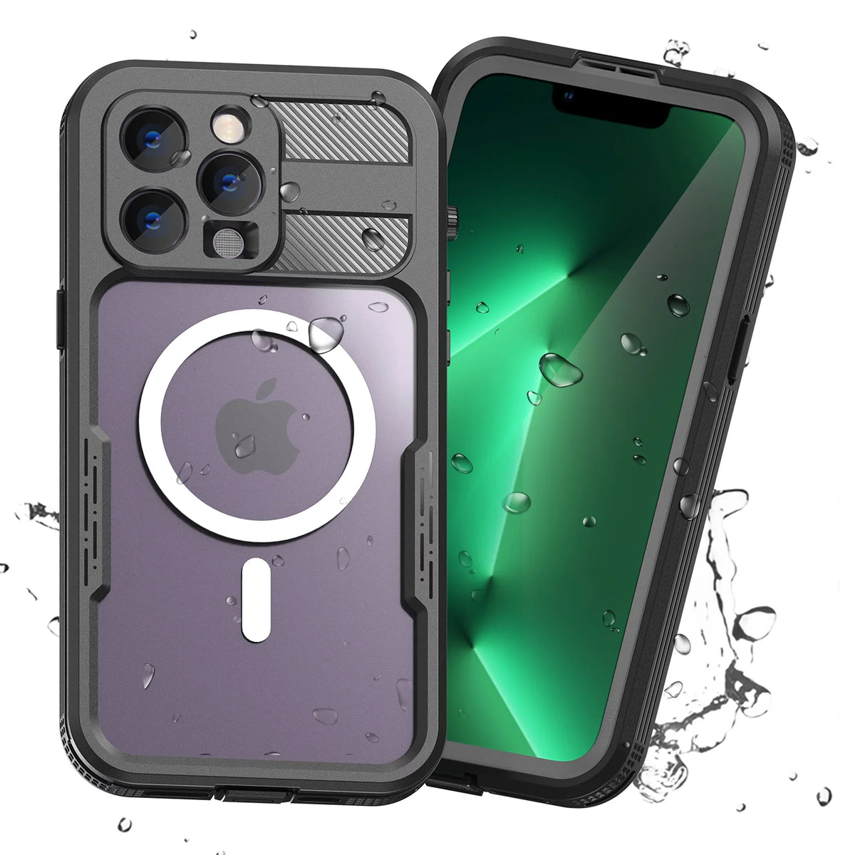 for Black 14 Pro with Built-in - Pro Protector Underwater][14FT 360][IP68 Military for 6H [Real Case Dropproof][Dustproof][Compatible Screen Waterproof, Max 6.7" iPhone MagSafe] Max iPhone 14